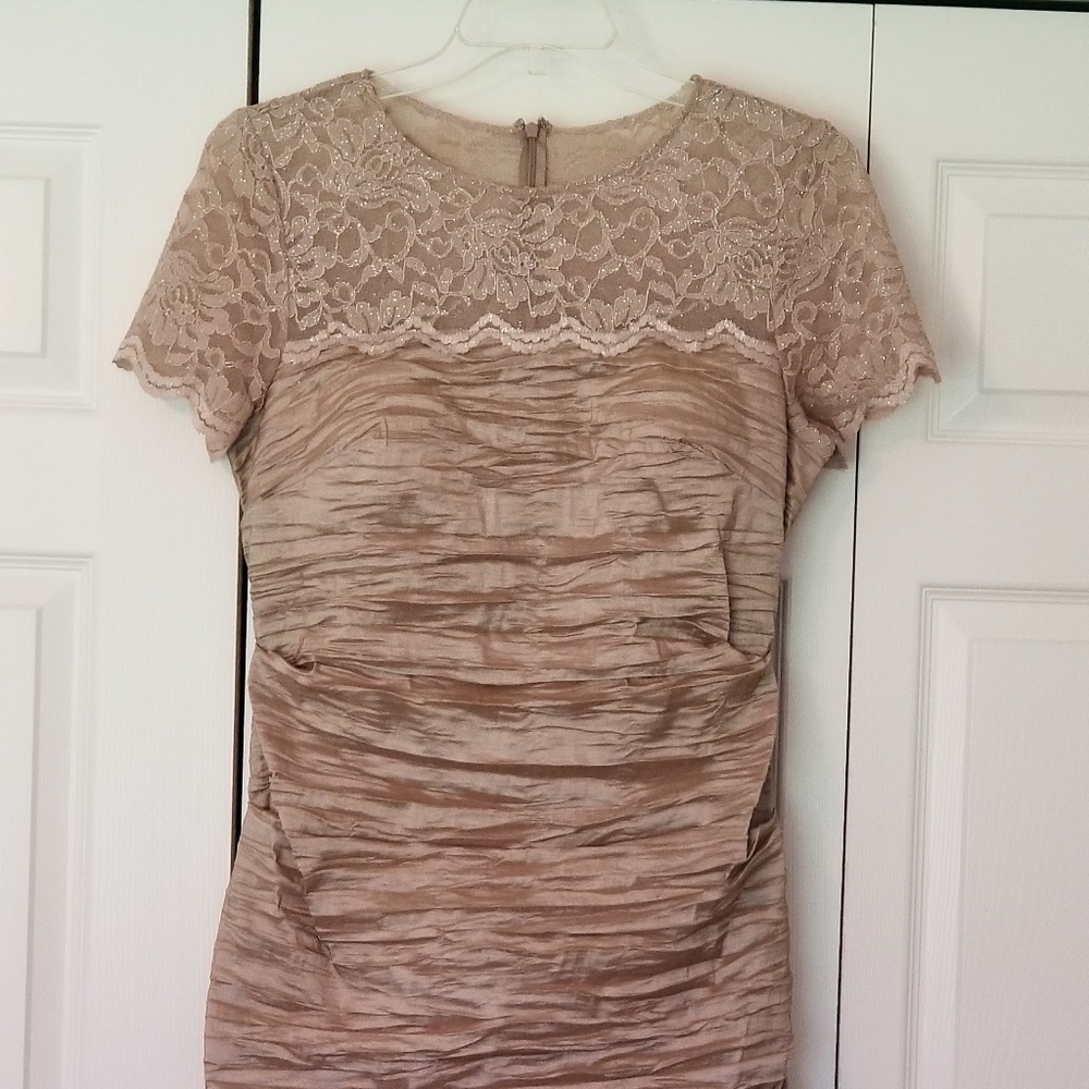 Alex Evenings Gold Taffeta Cocktail Dress Size 16p